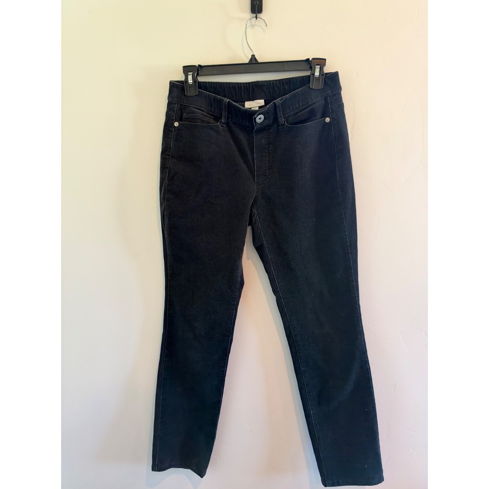 J. Jill Womens Black Corduroy Slim Leg Pants Elastic Back Waist Size XS